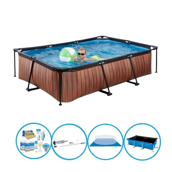 EXIT swimmingpool Timber Style - Rammebassin 300x200x65 cm - Plus matchende tilbehør