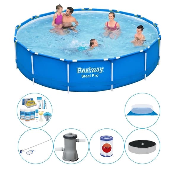 Poolkombinationsset - Bestway Steel Pro Rund 396x84 cm