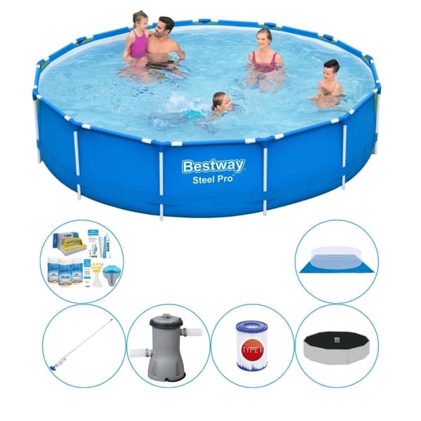 Poolkombinationspaket - Bestway Steel Pro Rund 396x84 cm
