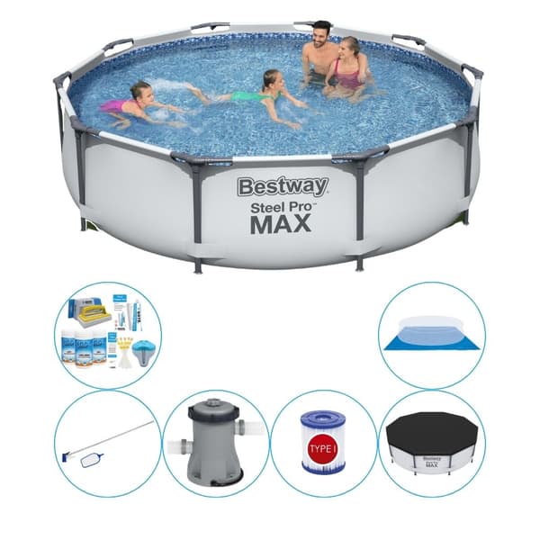 Poolpaket - Bestway Steel Pro MAX Rund 305x76 cm