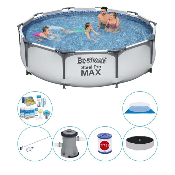 Simbassängskombinationsset - Bestway Steel Pro MAX Rund 305x76 cm
