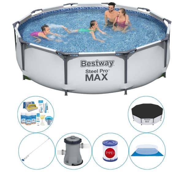 Pool combo tilbud - Bestway Steel Pro MAX Rund 305x76 cm