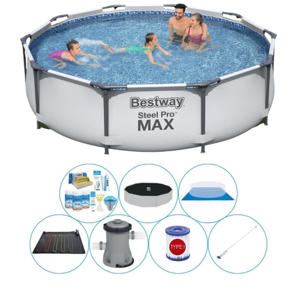 Alt i 1 poolpakke - Bestway Steel Pro MAX Rund 305x76 cm