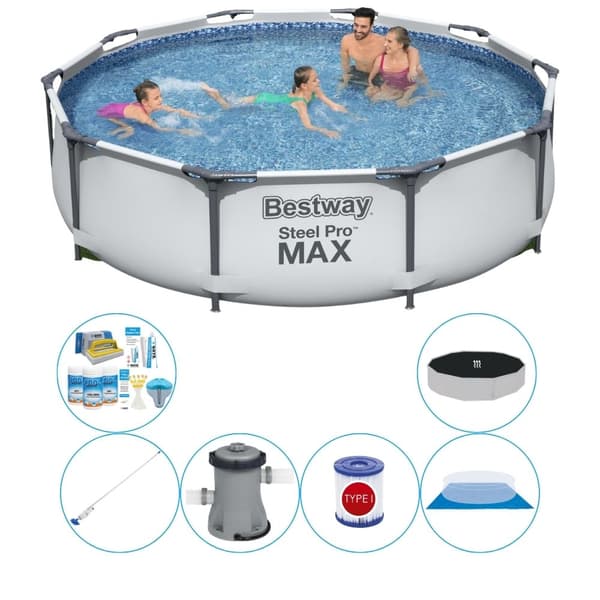 Pool Super Sæt - Bestway Steel Pro MAX Rund 305x76 cm