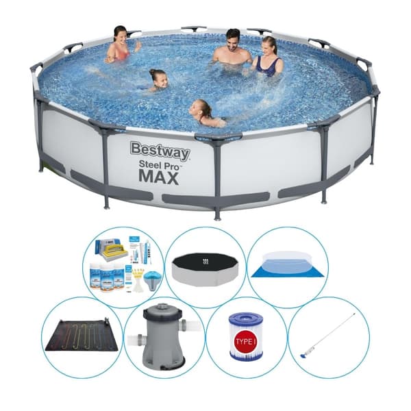 Alt i 1 poolpakke - Bestway Steel Pro MAX Rund 366x76 cm