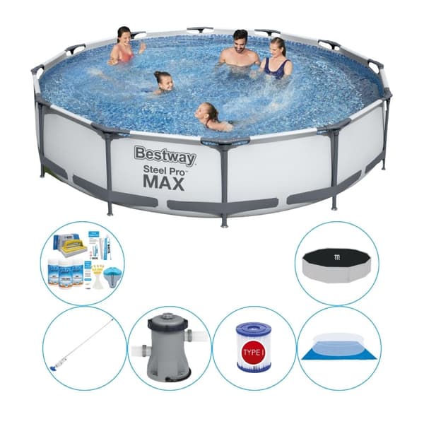 Allas Super Sæt - Bestway Steel Pro MAX Rund 366x76 cm
