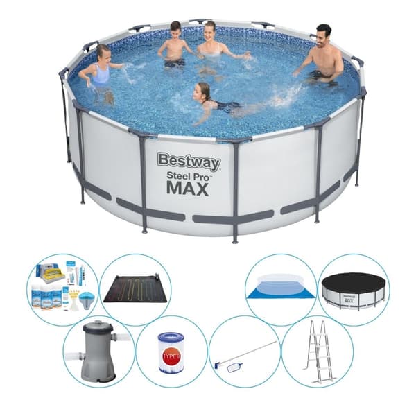 Bestway Steel Pro MAX Rund 366x122 cm - Simbassäng Med Tillbehör