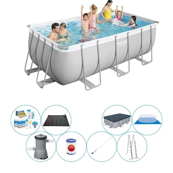 Poolsæt - Bestway Power Steel Rektangulært 412x201x122 cm