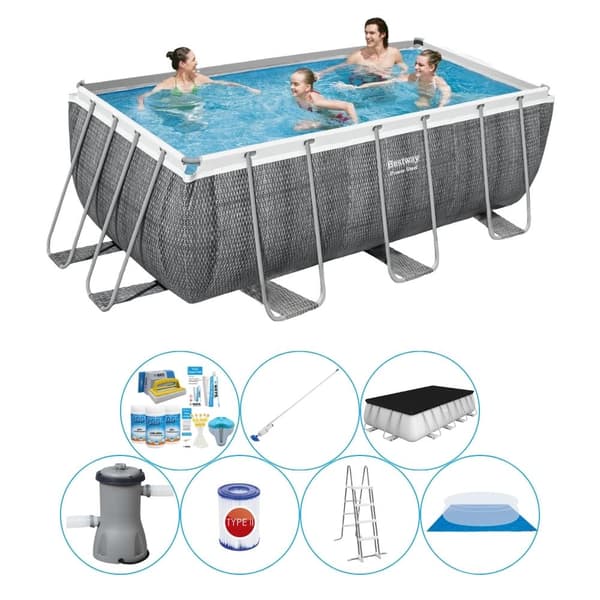Uima-altaan yhdistelmä tilbud - Bestway Power Steel Rattan 412x201x122 cm