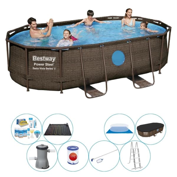 Bestway Power Steel Swim Vista OVAL 427x250x100 cm - Poolkomfortpaket