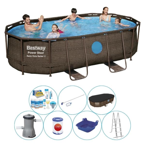Alt i 1 poolpakke - Bestway Power Steel Swim Vista 427x250x100 cm