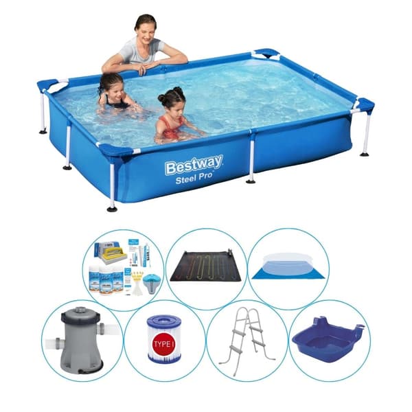 Bestway Steel Pro rektangulär 221x150x43 cm - 8-delad - Poolerbjudande