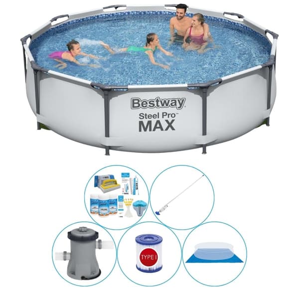Bestway Steel Pro MAX Rund 305x76 cm - 6-delad - Swimming Pool Super Deal