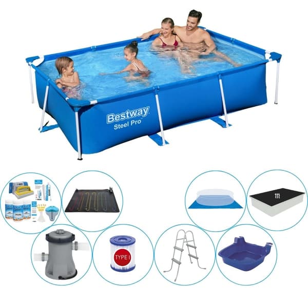 Bestway Steel Pro Rektangulær 259x170x61 cm - Blå - Pool kombi tilbud