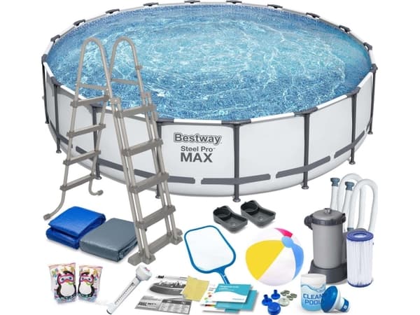 Bestway Steel Pro 56462, 23062 l, Pool med ram, Stege, Blå, 85,6 kg