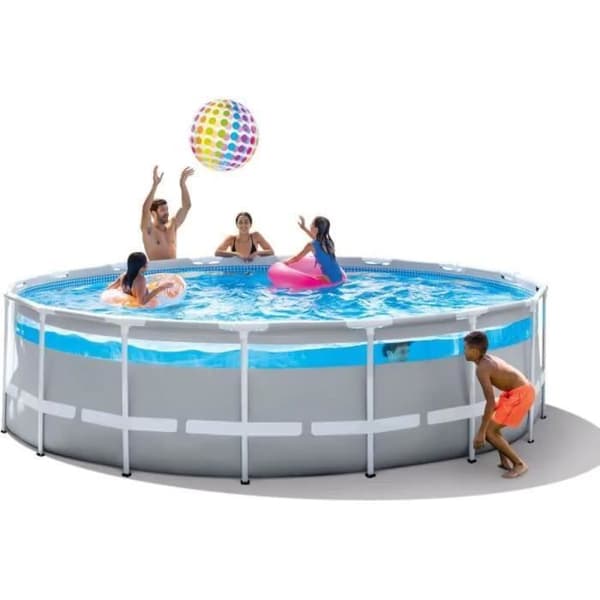 INTEX Tubular Above Ground Pool Kit - Pris Ram - 488 x 122 cm - Rund (Pump, lock, markduk och stege) - 26730NP