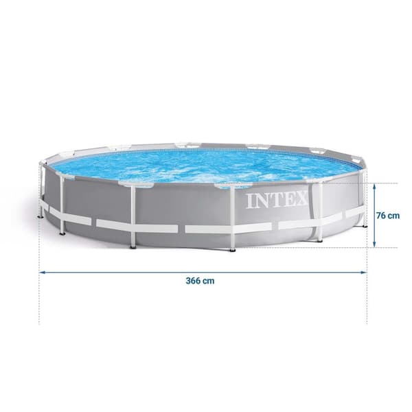 Intex maanpäällinen allas - 366x76cm - suodatinpumppu ja tarvikkeet - harmaa