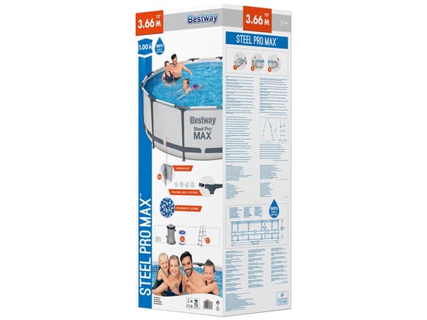 Bestway pool - med pump och pooltrappa - 366x100 cm - vit
