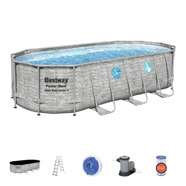 Bestway uima-allas - pumppulla ja portaat - 549x274x122 cm