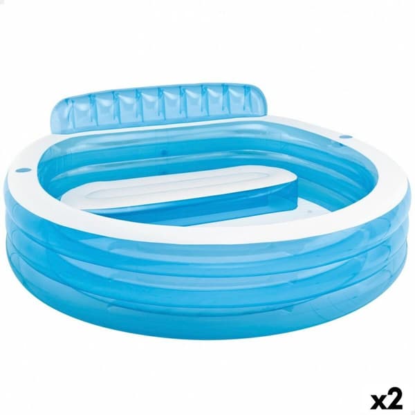 Upplåsbar bassäng Intex Fåtölj Blå Vit 590 L 229 x 79 x 218 cm (2 antal)