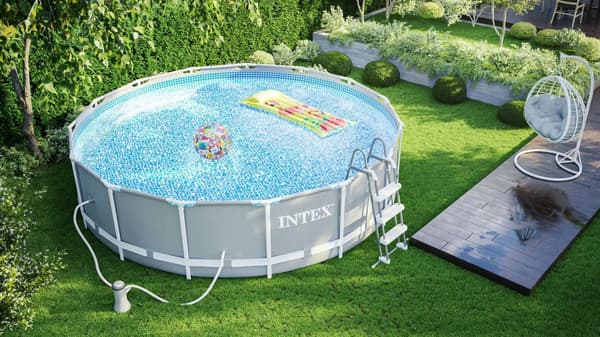 Intex Prism Rund pool med metallram 457 x 122 cm inkl pump och stege