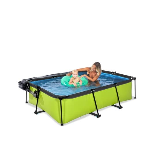 Exit Wood Pool 220X150X65Cm Med Filterpump Och Tak - Grön
