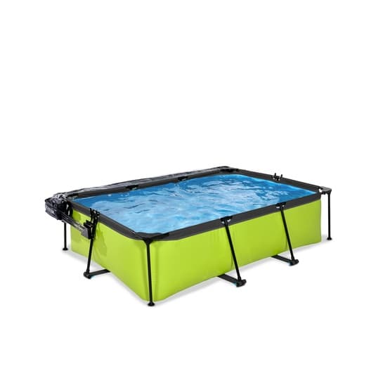 Exit Wood Pool 220X150X65Cm Med Filterpump Och Tak - Grön
