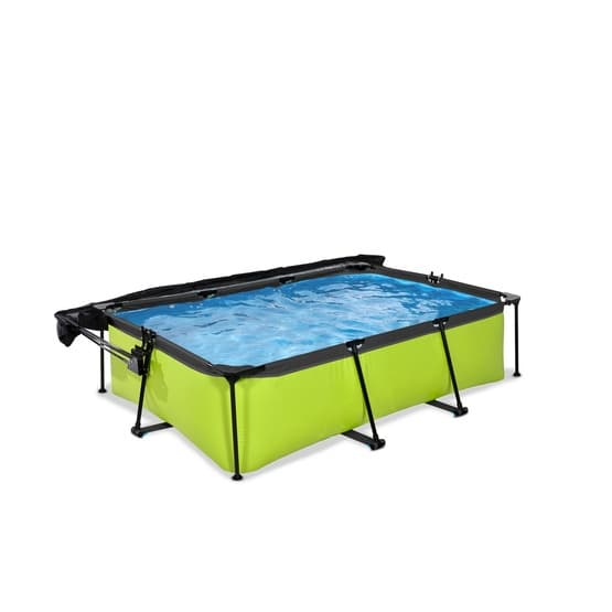 Exit Wood Pool 220X150X65Cm Med Filterpump Och Solsegel - Grön