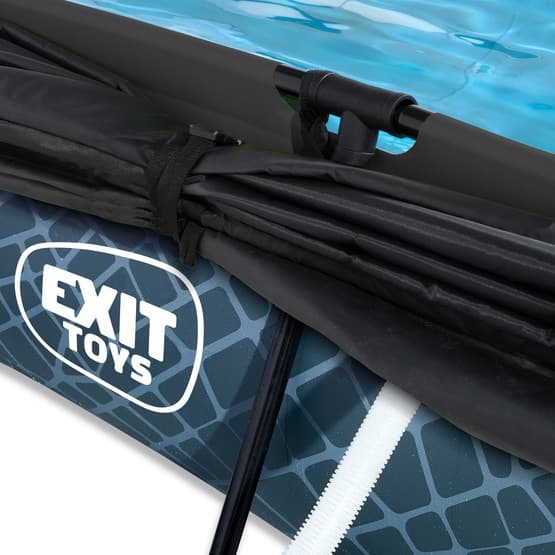 Exit Wood Pool 220X150X65Cm Med Filterpump Och Solsegel - Grå