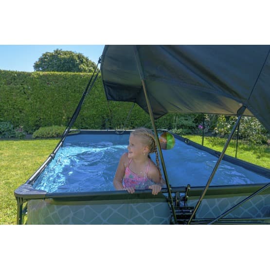Exit Wood Pool 300X200X65Cm Med Filterpump Och Solsegel - Brun