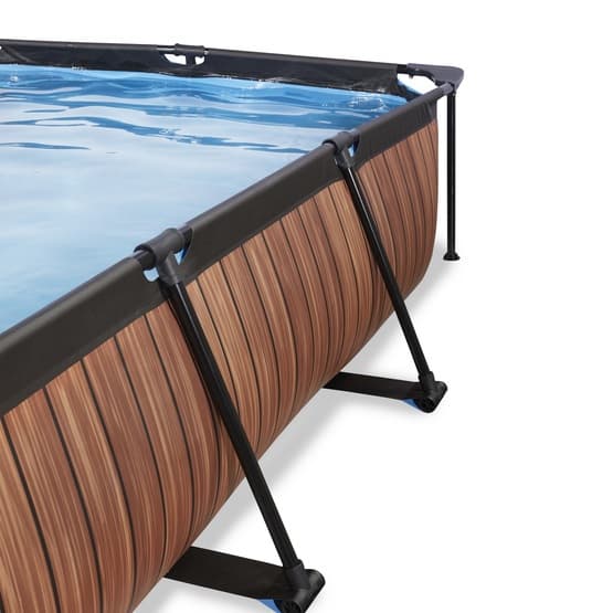 Exit Wood Pool 300X200X65Cm Med Filterpump Och Solsegel - Brun