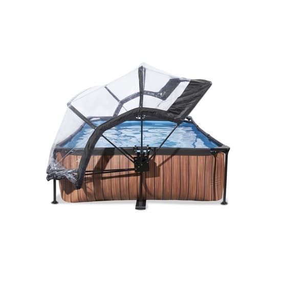 Exit Wood Pool 300X200X65Cm Med Filterpump Och Tak - Brun