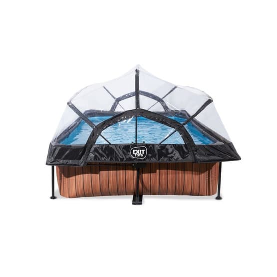 Exit Wood Pool 300X200X65Cm Med Filterpump Och Tak - Brun