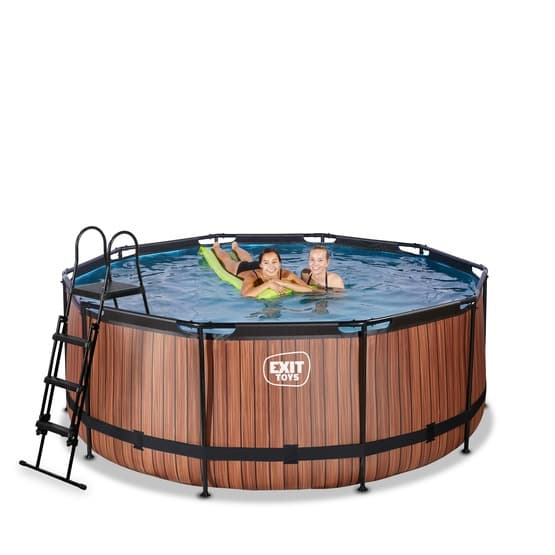 Exit Wood Pool Ø360X122Cm Med Filterpump - Brun