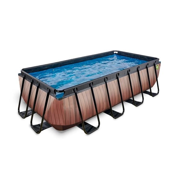 Exit Wood Pool 400X200X100Cm Med Sandfilterpump - Brun