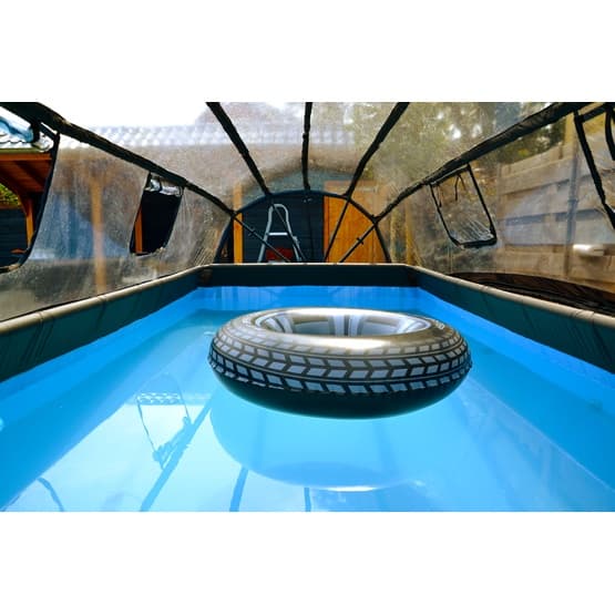 Exit Wood Pool 400X200X100Cm Med Sandfilterpump Och Tak - Brun