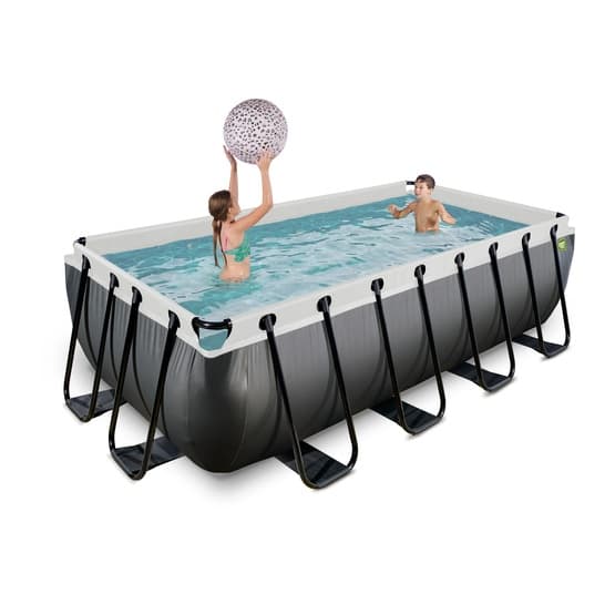 Exit Black Leather Pool 400X200X100Cm Med Sandfilterpump - Svart