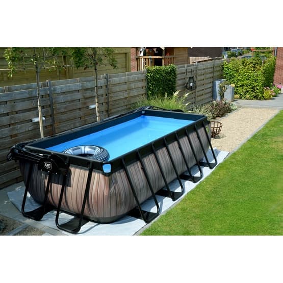 Exit Black Leather Pool 400X200X100Cm Med Sandfilterpump - Svart