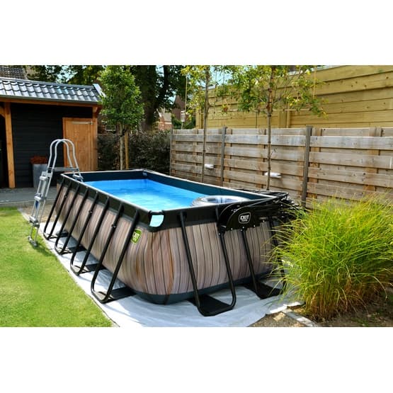 Exit Black Leather Pool 400X200X100Cm Med Sandfilterpump - Svart