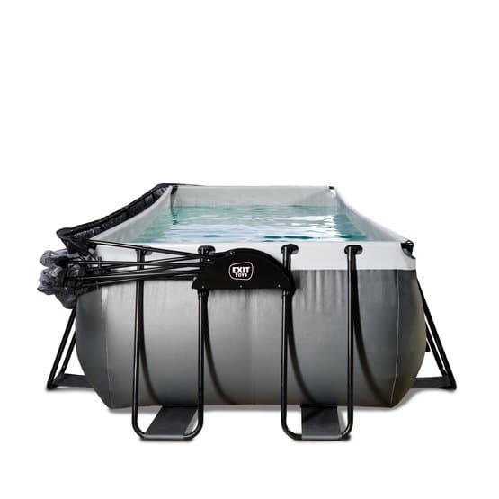 Exit Black Leather Pool 400X200X100Cm Med Sandfilterpump Och Tak - Svart