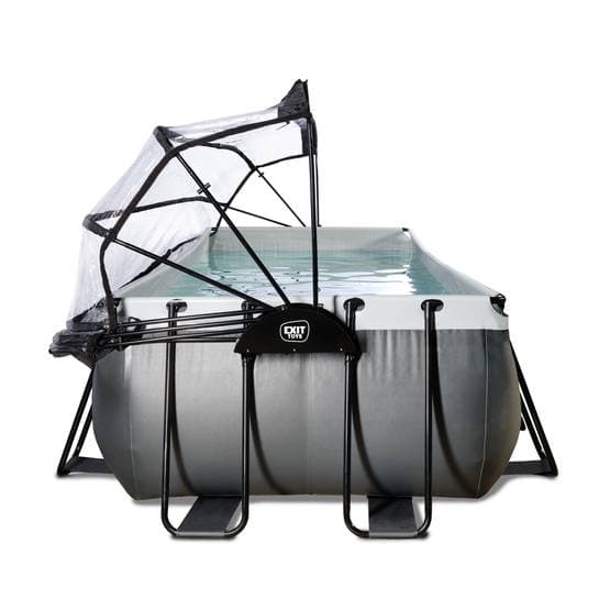Exit Black Leather Pool 400X200X100Cm Med Sandfilterpump Och Tak - Svart