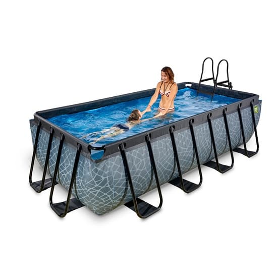 Exit Stone Pool 400X200X100Cm Med Sandfilterpump - Grå