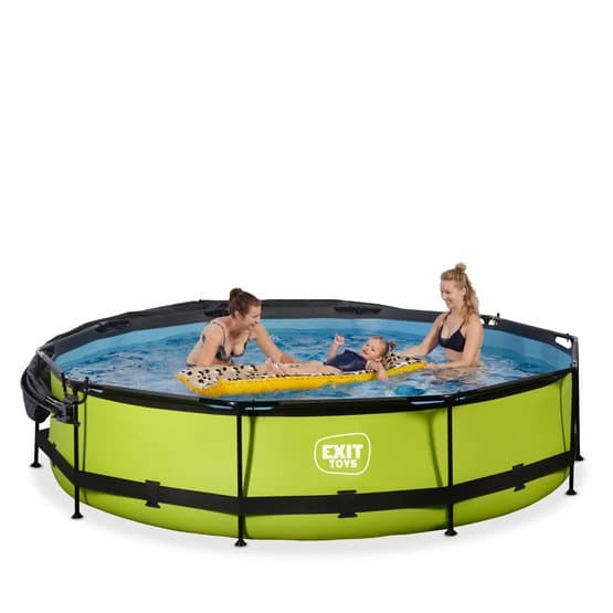Exit Lime Pool Ø360X76Cm Med Filterpump Och Solsegel - Grön