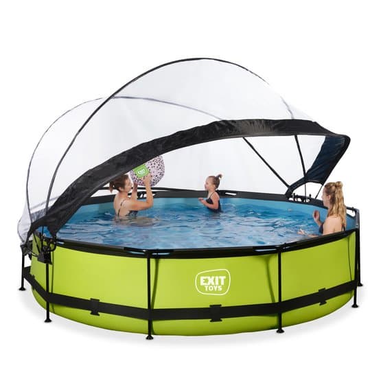 Exit Lime Pool Ø360X76Cm Med Filterpump Och Tak - Grön