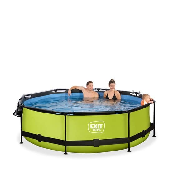 Exit Lime Pool Ø300X76Cm Med Filterpump Och Tak - Grön