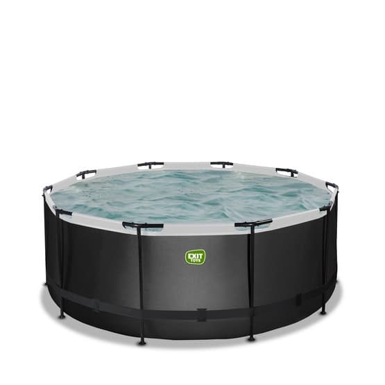 Exit Svart Leather Pool Ø360X122Cm Med Filterpump - Svart