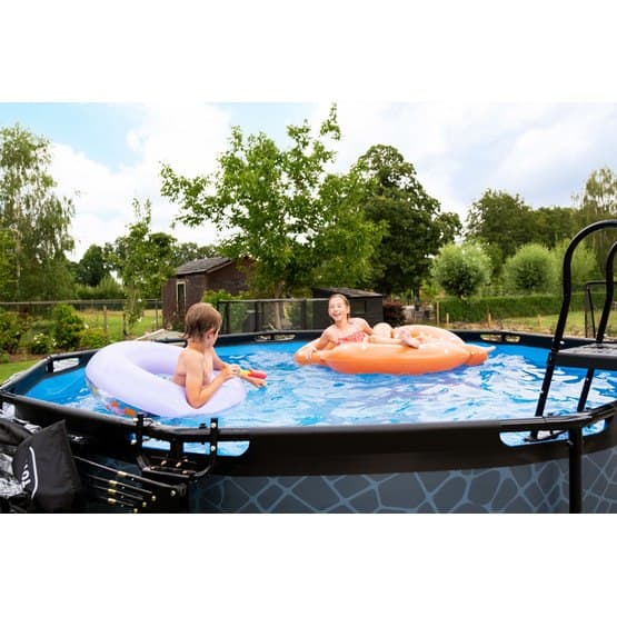 Exit Svart Leather Pool Ø360X122Cm Med Filterpump - Svart