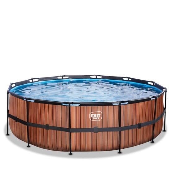 Exit Wood Pool Ø450X122Cm Med Filterpump - Brun