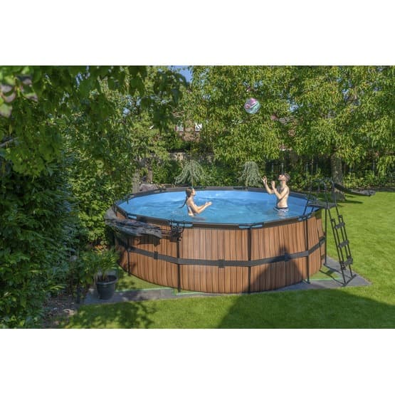 Exit Wood Pool Ø450X122Cm Med Filterpump - Brun