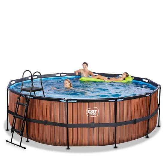 Exit Wood Pool Ø450X122Cm Med Filterpump - Brun